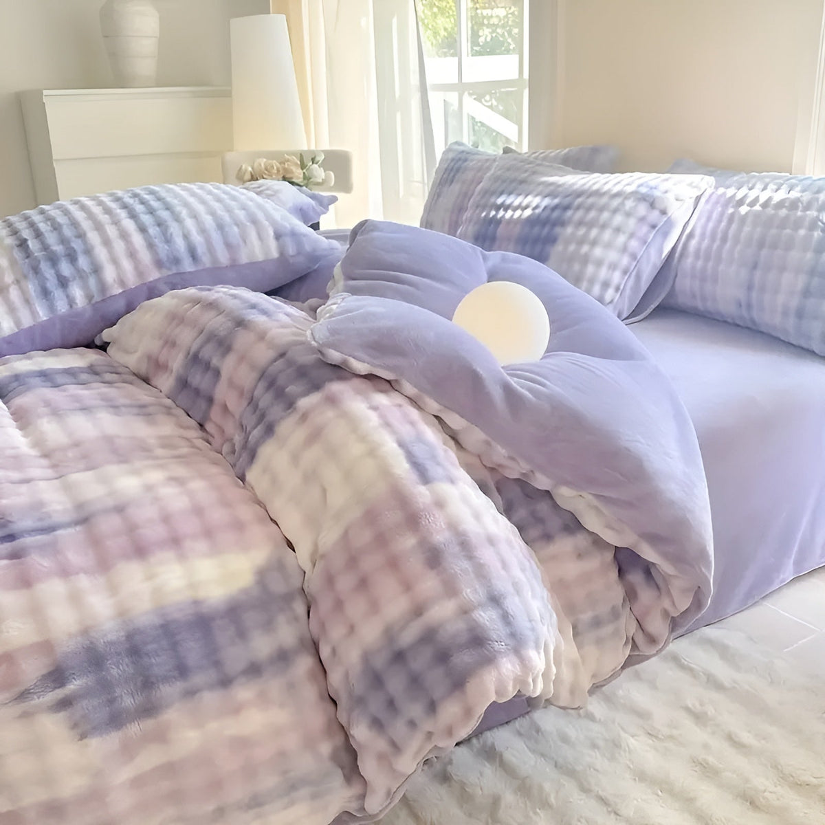 Cozy Plush Bedding Set – Warm and Soft for Autumn & Winter | Reversikaatwe Design in Rabbit Fur & Milk Velvet | kaatw