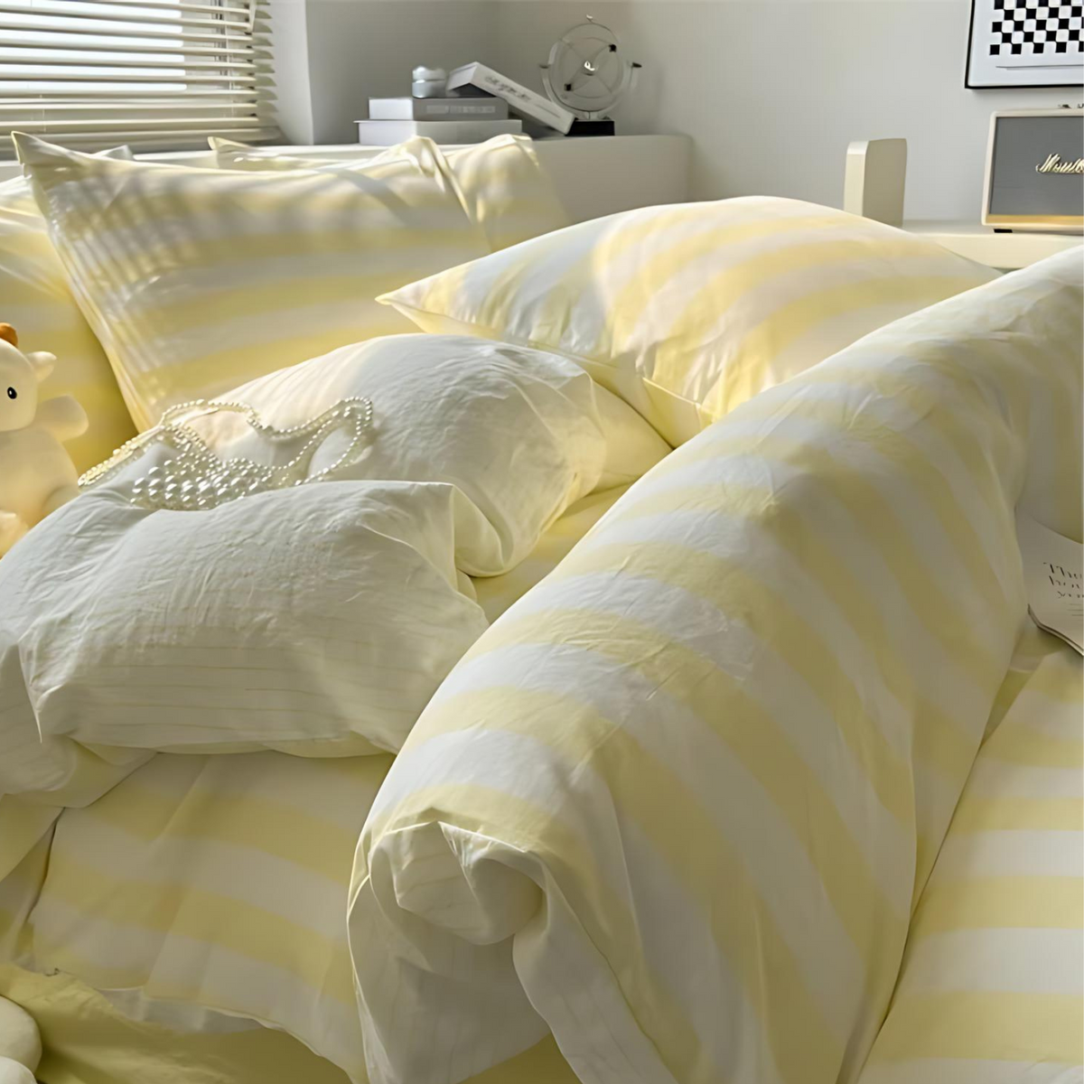 kaatw | Elenorra Classic Striped Bedding Set 4pcs Duvet Cover Sheet