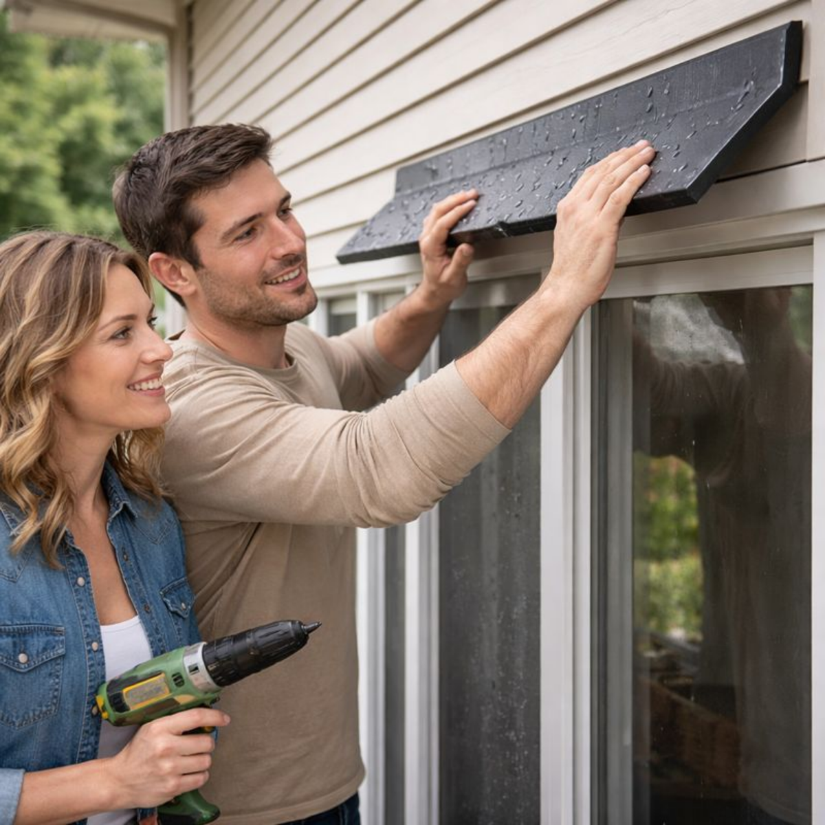 Aluminum Window Water Deflector – Rain Blocking Flashing Board Waterproof Edge Seal Strip for Home Windows, Preventing Rain Leakage and Water Damage
