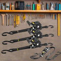 Ratchet Straps – 4-Pack 1500Lbs Heavy-Duty Retractable Tie-Downs with Padded Handles & Lock Mechanism for Cargo, Boats & Trailers