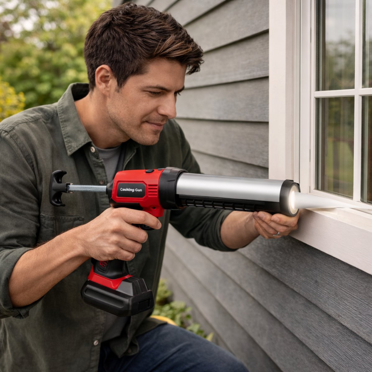 Wireless Electric Glue Gun with Four Speeds – 18V Battery Powered Caulking Tool for Doors Windows Craft Repair