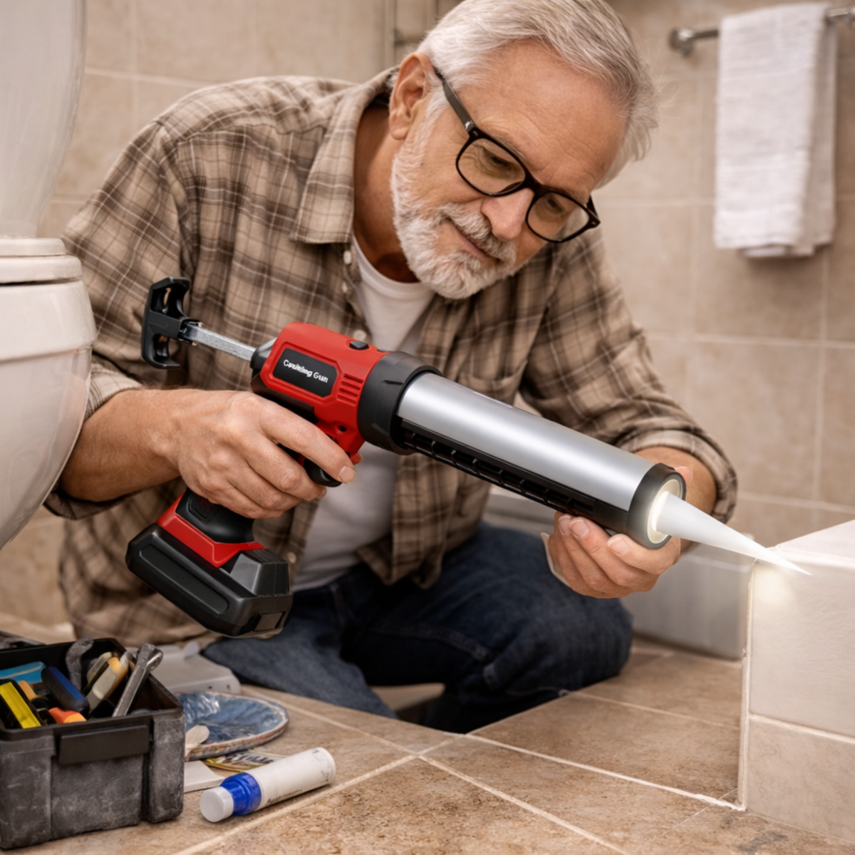 Wireless Electric Glue Gun with Four Speeds – 18V Battery Powered Caulking Tool for Doors Windows Craft Repair