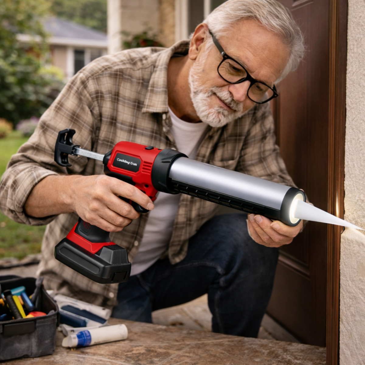 Wireless Electric Glue Gun with Four Speeds – 18V Battery Powered Caulking Tool for Doors Windows Craft Repair