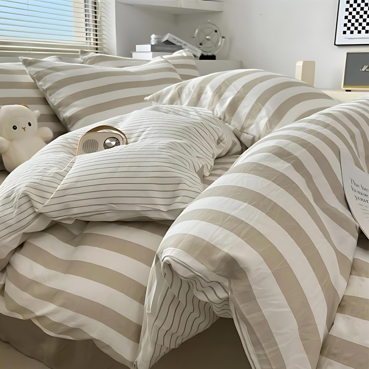kaatw | Elenorra Classic Striped Bedding Set 4pcs Duvet Cover Sheet