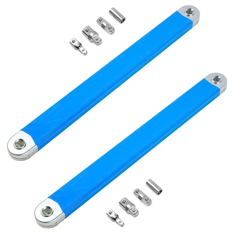 Ultra-Long Stroke Extension Wrench Set – Universal Fit with 1/2", 1/4", and 3/8" Square Drive Adapters for Hard-to-Reach Jobs