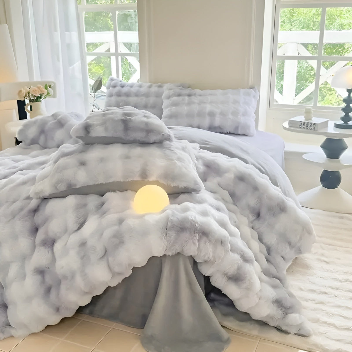 Cozy Plush Bedding Set – Warm and Soft for Autumn & Winter | Reversikaatwe Design in Rabbit Fur & Milk Velvet | kaatw