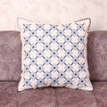 Luxury Fassi Embroidered Pillow Cover 20×20 | Ivory & Blue All-Over Star Pattern, Lined Heirloom Cushion