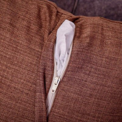 Fassi Embroidered Linen Pillow Cover 20×20 | Chocolate Brown & Amber Moroccan Cushion