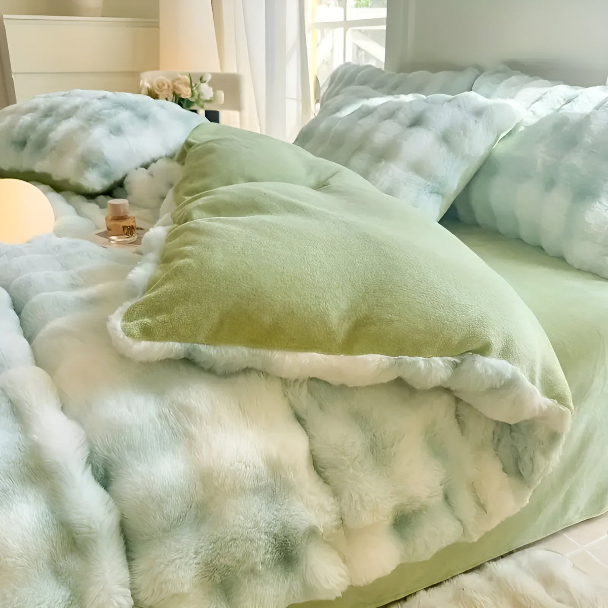 Cozy Plush Bedding Set – Warm and Soft for Autumn & Winter | Reversikaatwe Design in Rabbit Fur & Milk Velvet | kaatw