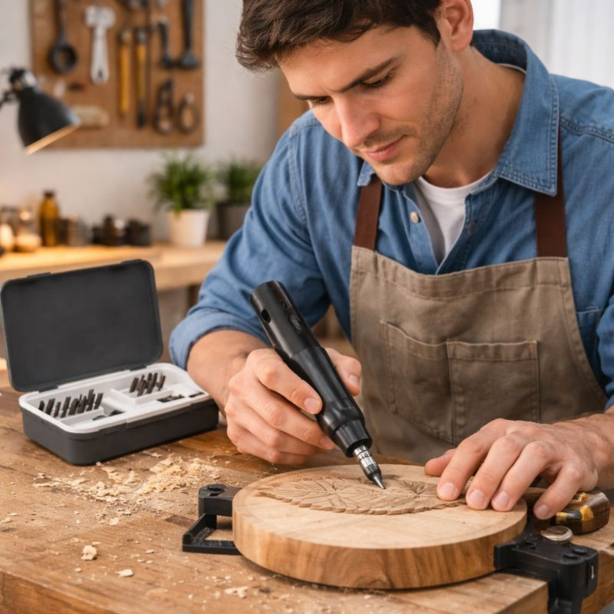 Electric Wood Carving Knife Set – 40W Professional Wood Carving Tool Kit with 20 Blades for Furniture Sculpture, Carpentry and Root Carving Crafts