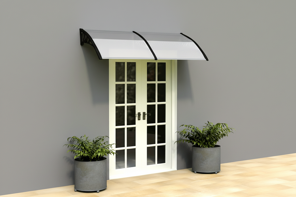 Door & Window Rain Cover Eaves – Household Outdoor Weather Shield with Durable Black Bracket Support