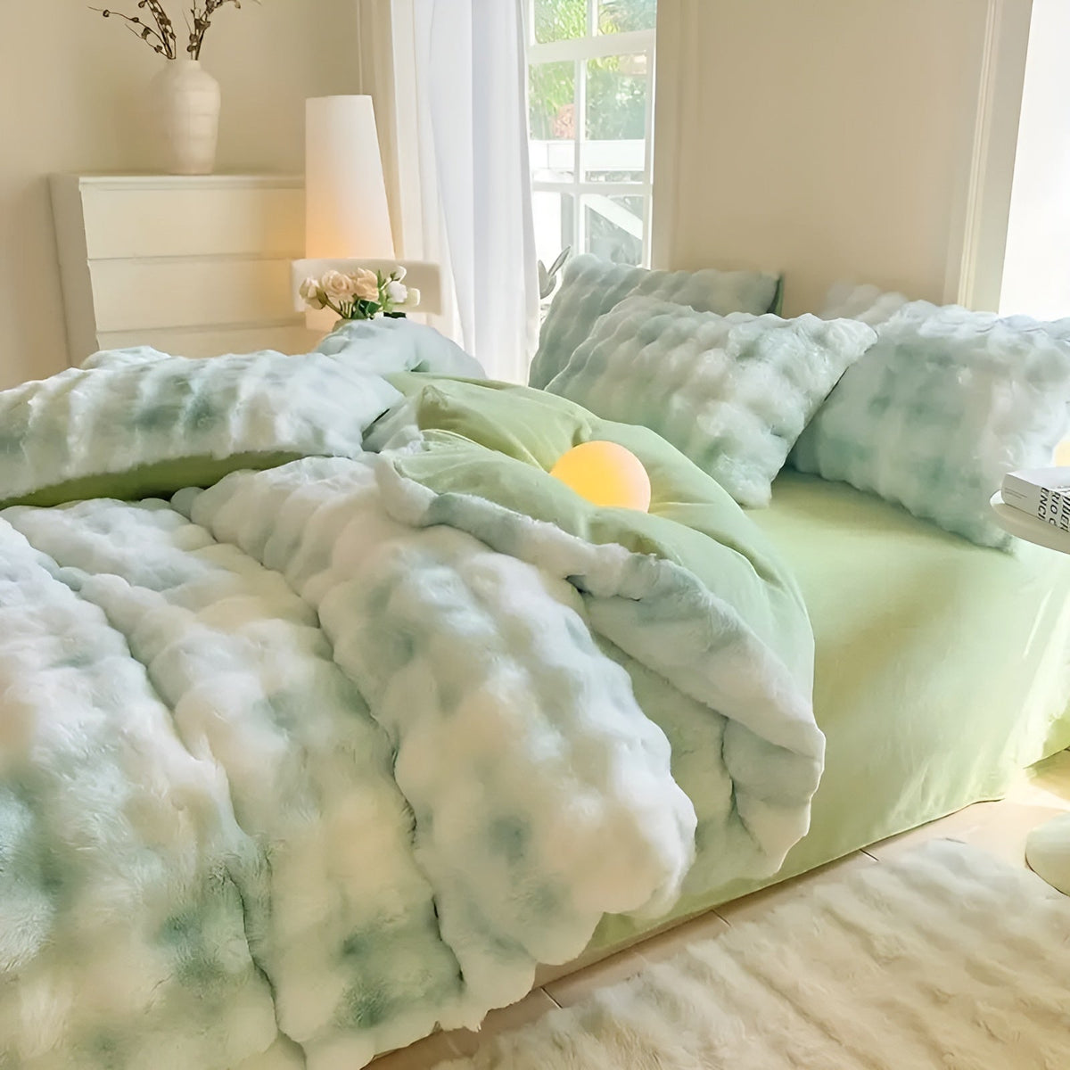 Cozy Plush Bedding Set – Warm and Soft for Autumn & Winter | Reversikaatwe Design in Rabbit Fur & Milk Velvet | kaatw