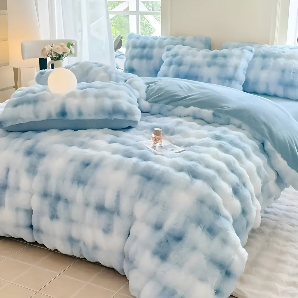 Cozy Plush Bedding Set – Warm and Soft for Autumn & Winter | Reversikaatwe Design in Rabbit Fur & Milk Velvet | kaatw