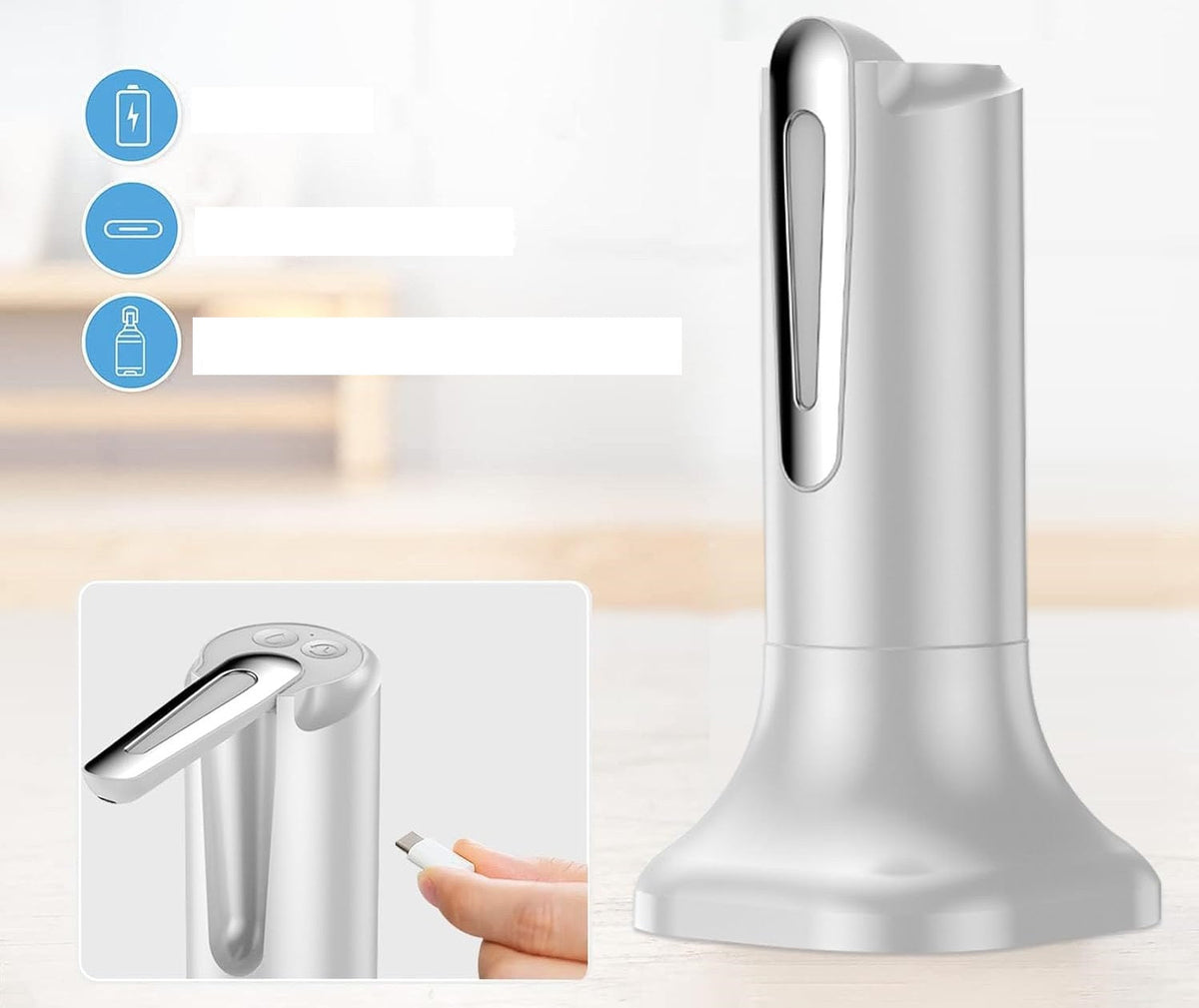 Electric Water Gallon Pump – A84X Portable USB Rechargeable Automatic Water Dispenser for Desktop, Home and Outdoor Convenience