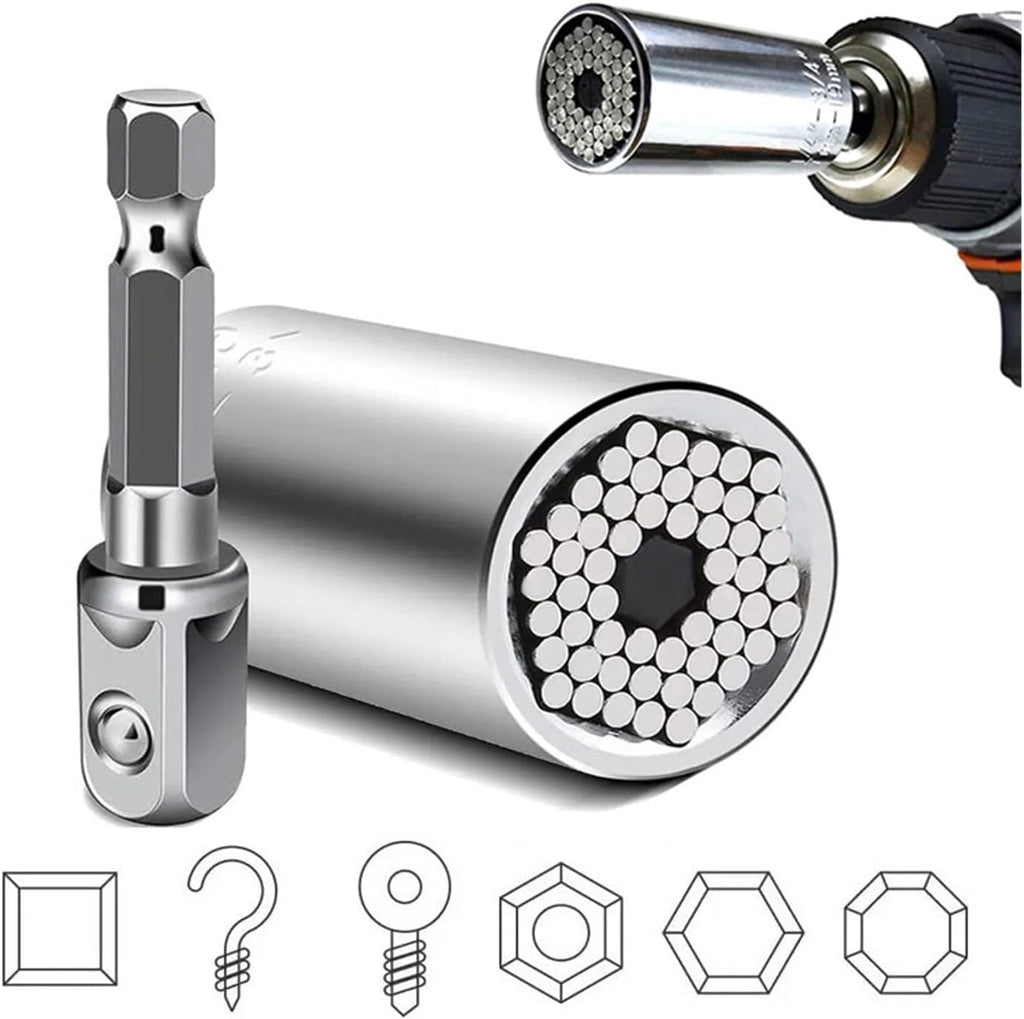 Universal Socket Wrench Adapter Set – 7-19mm Power Drill Magic Grip Multi Tool for Nuts Bolts Repair