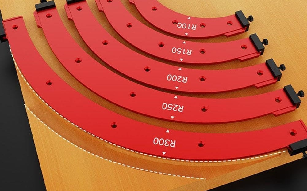 Woodworking Router Radius Template Jig – R100 to R300 Arc Angle Positioning Guide Reusable Corner Tool