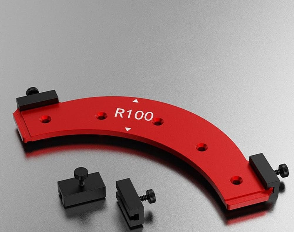 Woodworking Router Radius Template Jig – R100 to R300 Arc Angle Positioning Guide Reusable Corner Tool