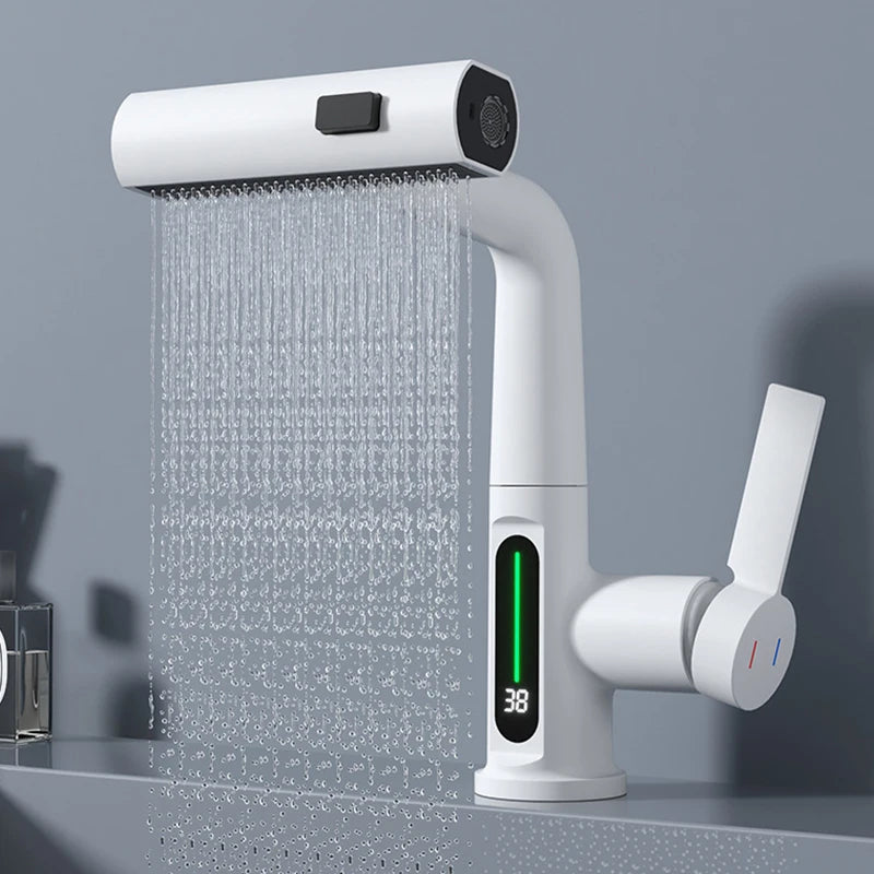 Intelligent Display Rotatable Brass Kitchen Faucet – Digital Display & 3 Spray Modes for Modern Smart Sink Convenience