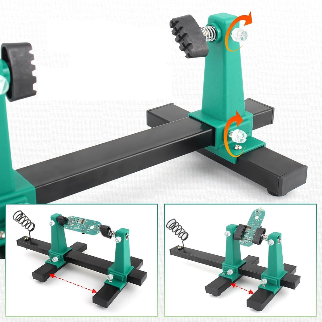 Adjustable PCB Holder 360° Rotation – Printed Circuit Board Soldering Clamp Stand Repair Tool 0-200/300MM