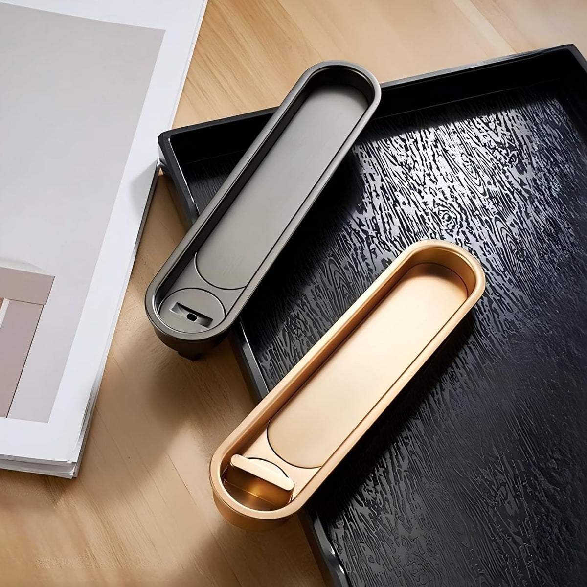 Invisible Entry Hook Pocket Door Lock –  With Interior Lock Fittings, Modern Sliding Hardware for Doors, Rooms, or Minimalist Spaces