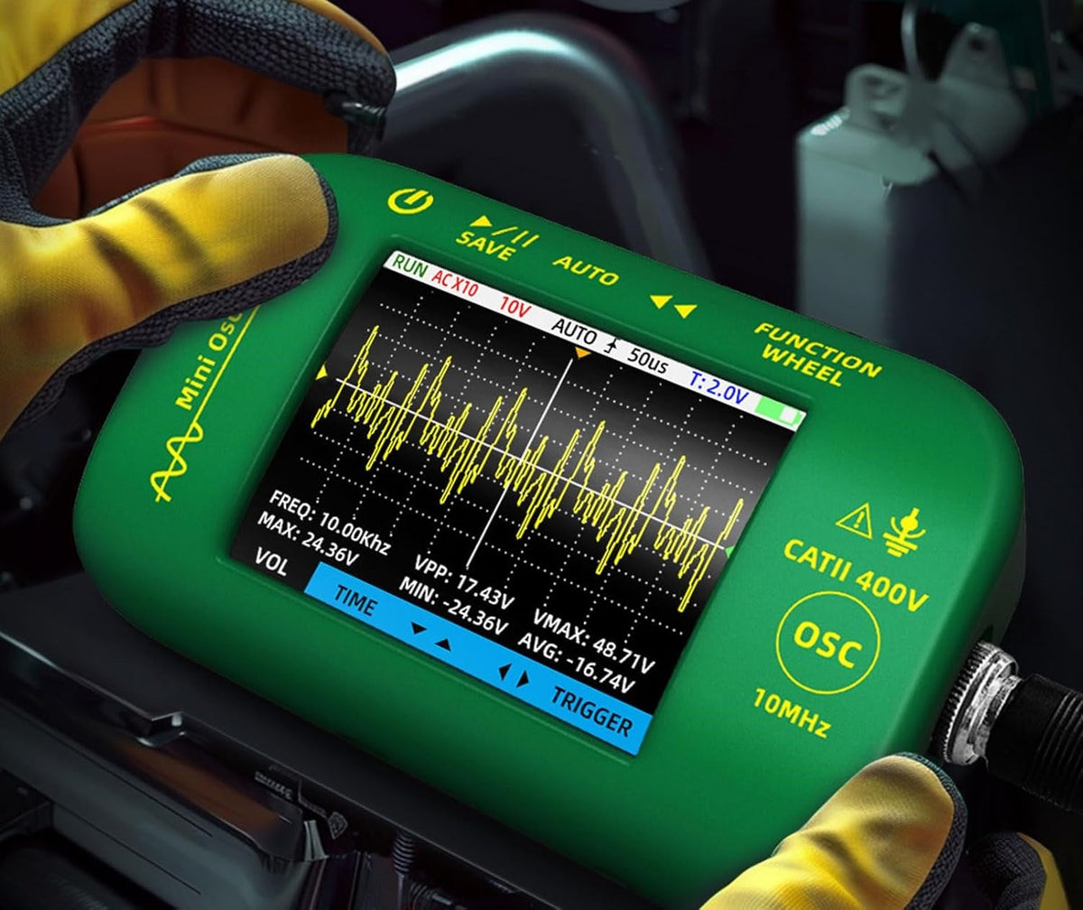 Handheld Digital Oscilloscope 10MHz – Portable USB Rechargeable Waveform Analyzer with 2.8in Display and Probe