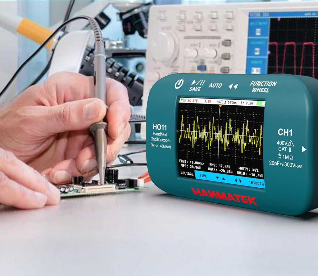 Handheld Digital Oscilloscope 10MHz – Portable USB Rechargeable Waveform Analyzer with 2.8in Display and Probe
