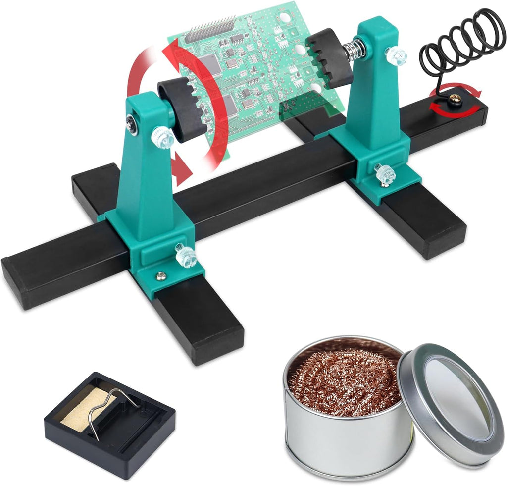 Adjustable PCB Holder 360° Rotation – Printed Circuit Board Soldering Clamp Stand Repair Tool 0-200/300MM