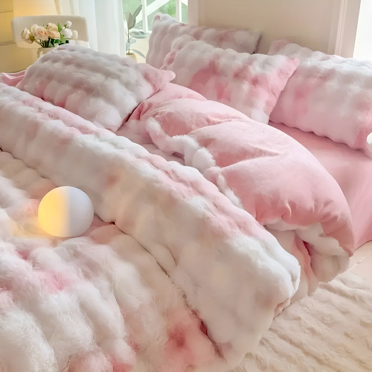 Cozy Plush Bedding Set – Warm and Soft for Autumn & Winter | Reversikaatwe Design in Rabbit Fur & Milk Velvet | kaatw