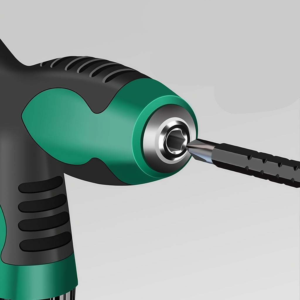 T-Handle Ratchet Screwdriver – Adjustable Anti-Slip Steel Driver with Forward/Reverse Gears for Home & Office Use