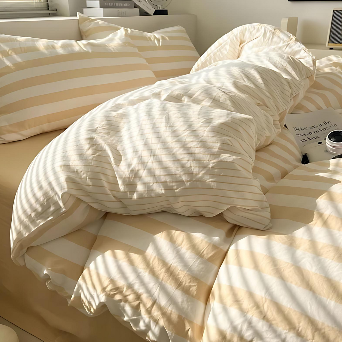 kaatw | Elenorra Classic Striped Bedding Set 4pcs Duvet Cover Sheet