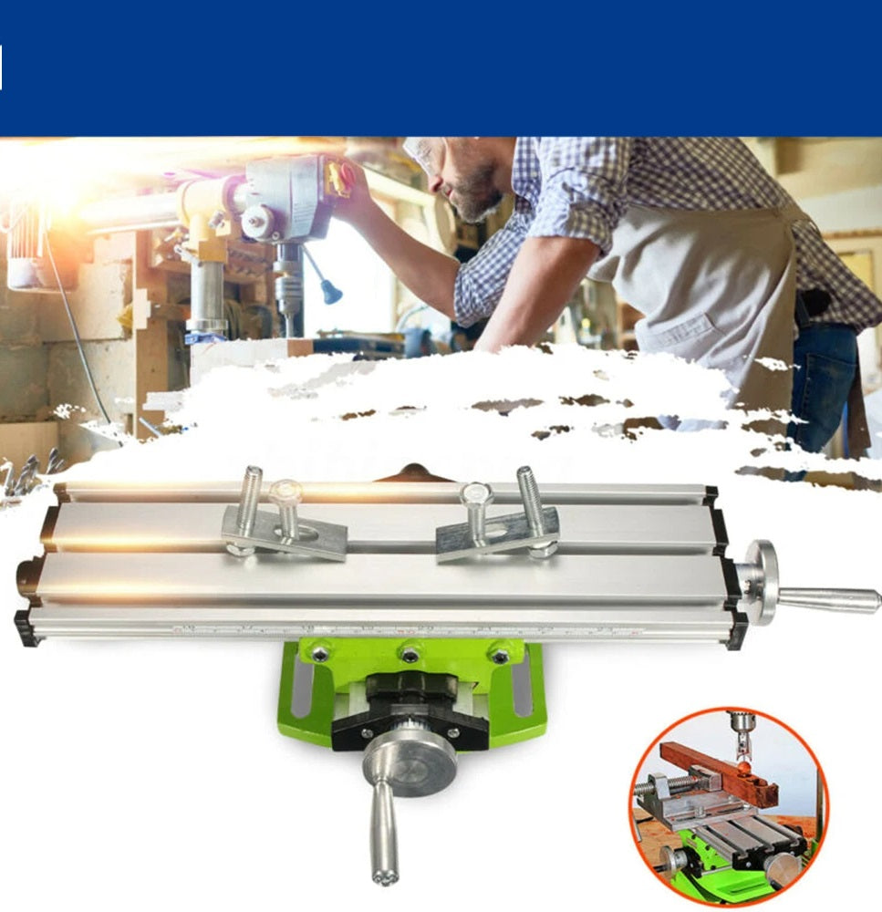 Precision Milling Machine Slide Table – Multifunction Worktable with Vise Fixture and Pliers for Accurate Drilling and Adjustment Work
