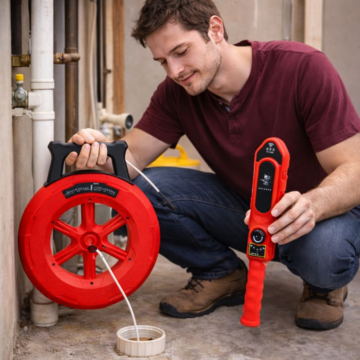 Pipeline Blockage Detector – 20M Pipe Scanner Tool for Plumbers, Iron Pipe Clogging Diagnostic Instrument for Drain Inspection and Maintenance
