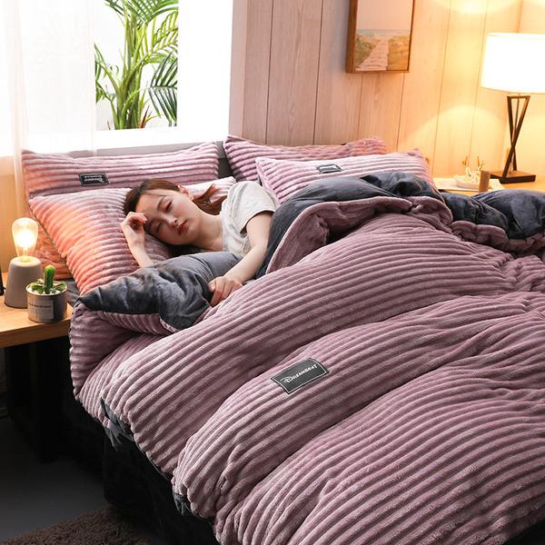 kaatw | Thickened Corduroy Velvet Bedding Set