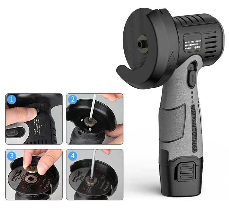 Mini Handheld Angle Grinder – 12V Cordless Lithium Tool for Effortless Polishing, Precision Cutting, and Portable DIY Projects
