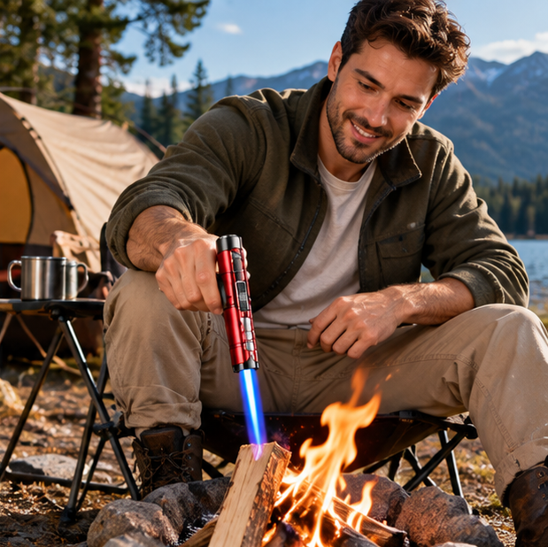 High-Temperature Butane Torch – 1800°C Windproof Jet Flame Lighter with Adjustable Powerful Blue Flame for Outdoor, Cooking and Workshop Use