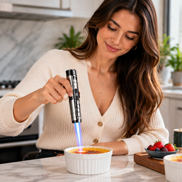 High-Temperature Butane Torch – 1800°C Windproof Jet Flame Lighter with Adjustable Powerful Blue Flame for Outdoor, Cooking and Workshop Use