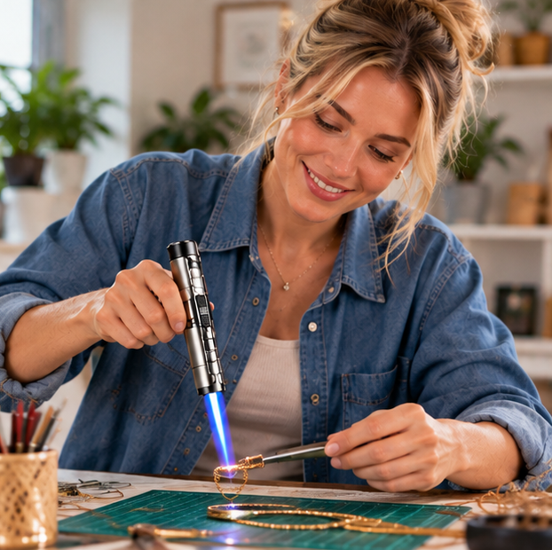 High-Temperature Butane Torch – 1800°C Windproof Jet Flame Lighter with Adjustable Powerful Blue Flame for Outdoor, Cooking and Workshop Use