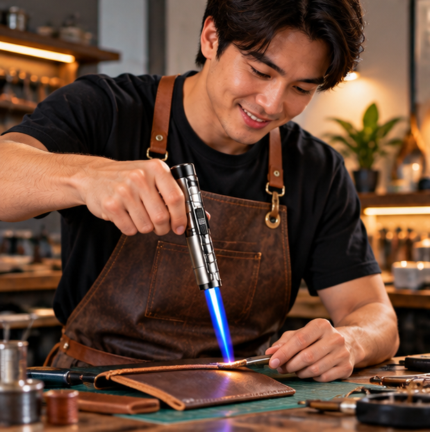 High-Temperature Butane Torch – 1800°C Windproof Jet Flame Lighter with Adjustable Powerful Blue Flame for Outdoor, Cooking and Workshop Use