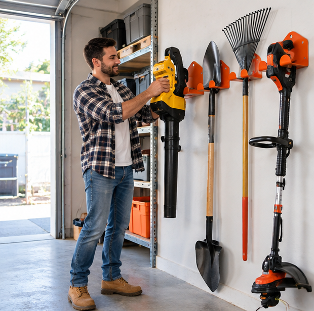 Heavy Duty Garage Tool Hanger – Wall Mounted Steel Storage Hook for Hedge Trimmers, Auto Tools and Workshop Organization