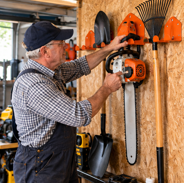 Heavy Duty Garage Tool Hanger – Wall Mounted Steel Storage Hook for Hedge Trimmers, Auto Tools and Workshop Organization