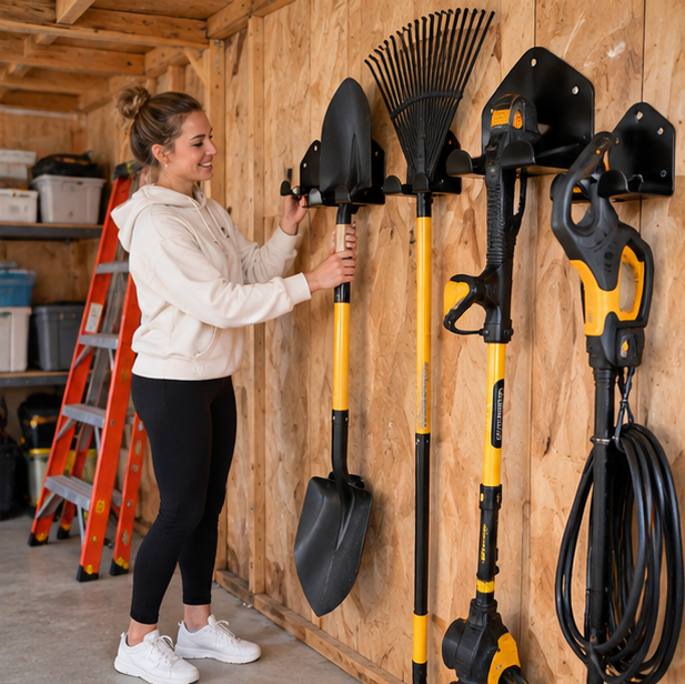 Heavy Duty Garage Tool Hanger – Wall Mounted Steel Storage Hook for Hedge Trimmers, Auto Tools and Workshop Organization