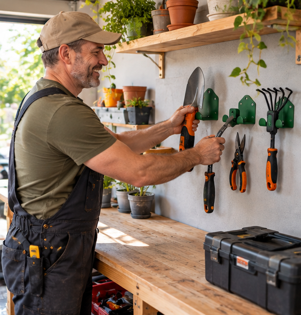 Heavy Duty Garage Tool Hanger – Wall Mounted Steel Storage Hook for Hedge Trimmers, Auto Tools and Workshop Organization