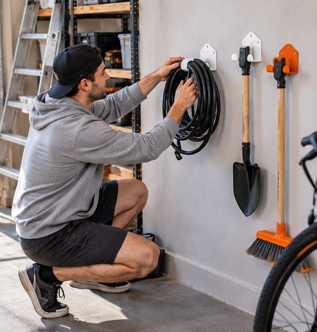Heavy Duty Garage Tool Hanger – Wall Mounted Steel Storage Hook for Hedge Trimmers, Auto Tools and Workshop Organization