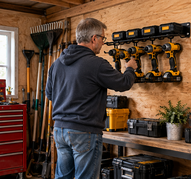 Wall-Mounted Power Tool Rack – Metal Electric Drill Storage Shelf for Garage, Workshop and Organized Tool Storage