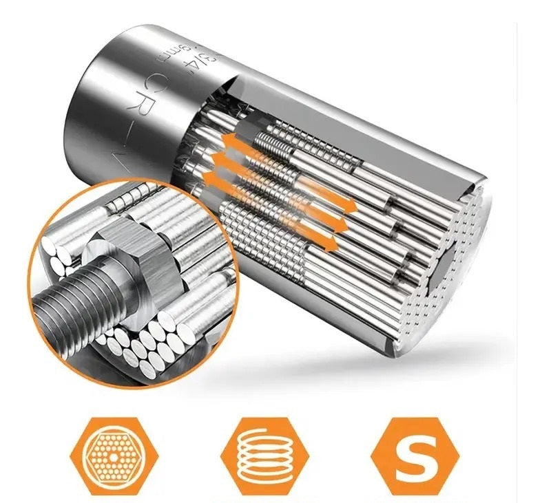 Universal Socket Wrench Adapter Set – 7-19mm Power Drill Magic Grip Multi Tool for Nuts Bolts Repair