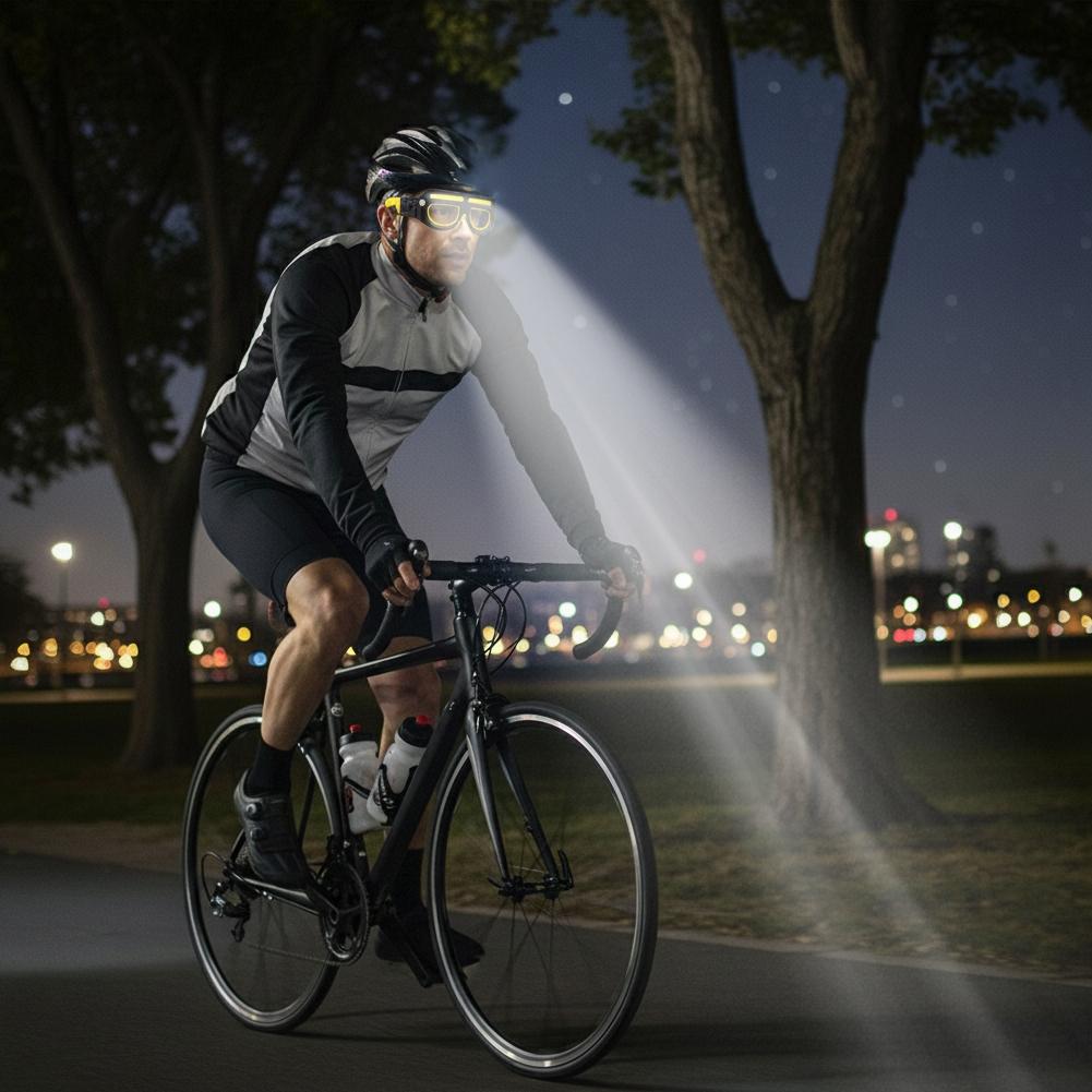 Rechargeable LED Headlight Glasses – Motion-Sensor Light-Up Eyewear with Five Modes for Running, Camping, Fishing and Night Cycling