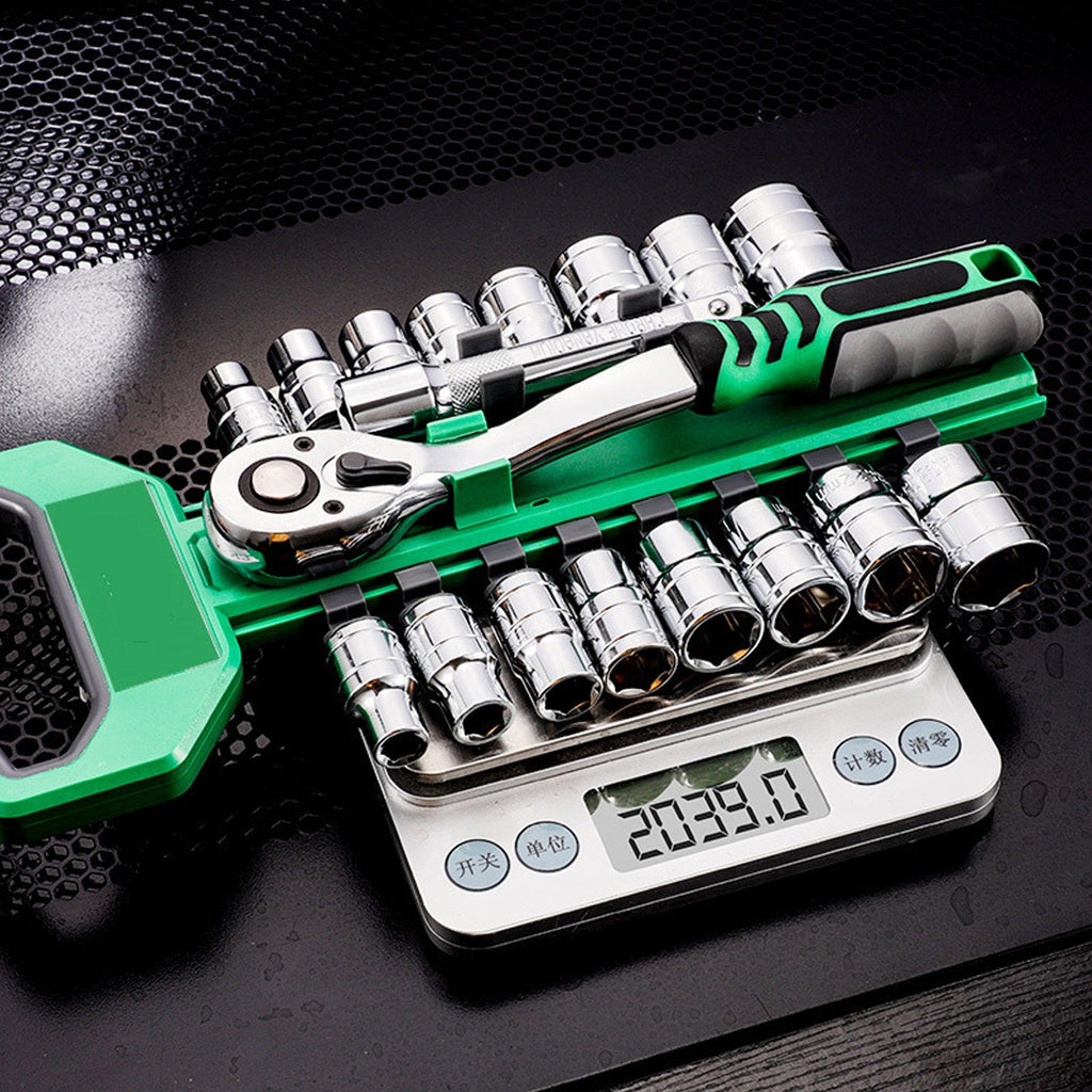 CRV Ratchet Spanner Socket Wrench Set – 1/4" 3/8" 1/2" Automotive Mechanic Tool Kit for Garage DIY Repair