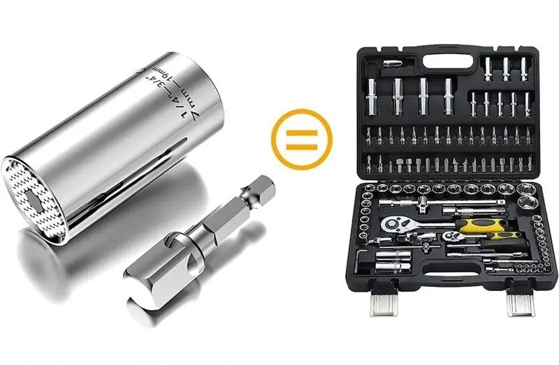 Universal Socket Wrench Adapter Set – 7-19mm Power Drill Magic Grip Multi Tool for Nuts Bolts Repair