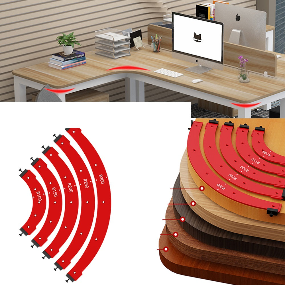 Woodworking Router Radius Template Jig – R100 to R300 Arc Angle Positioning Guide Reusable Corner Tool
