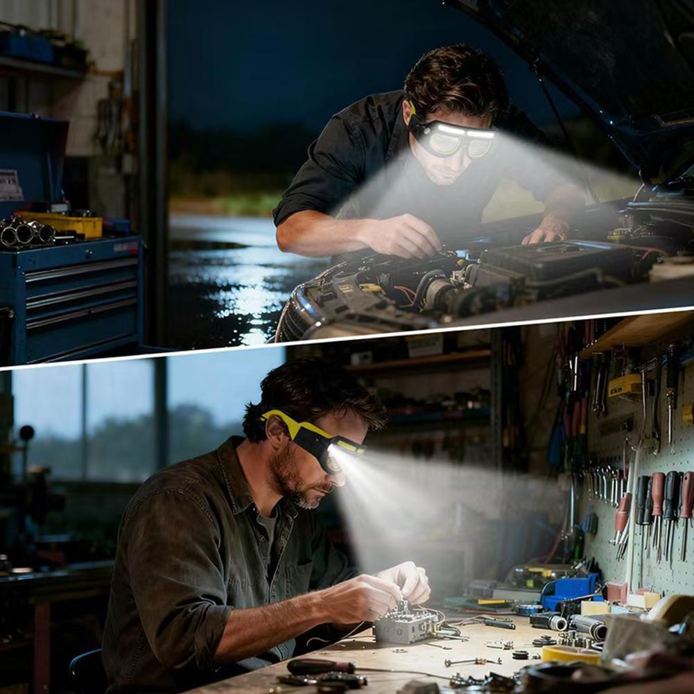 Rechargeable LED Headlight Glasses – Motion-Sensor Light-Up Eyewear with Five Modes for Running, Camping, Fishing and Night Cycling